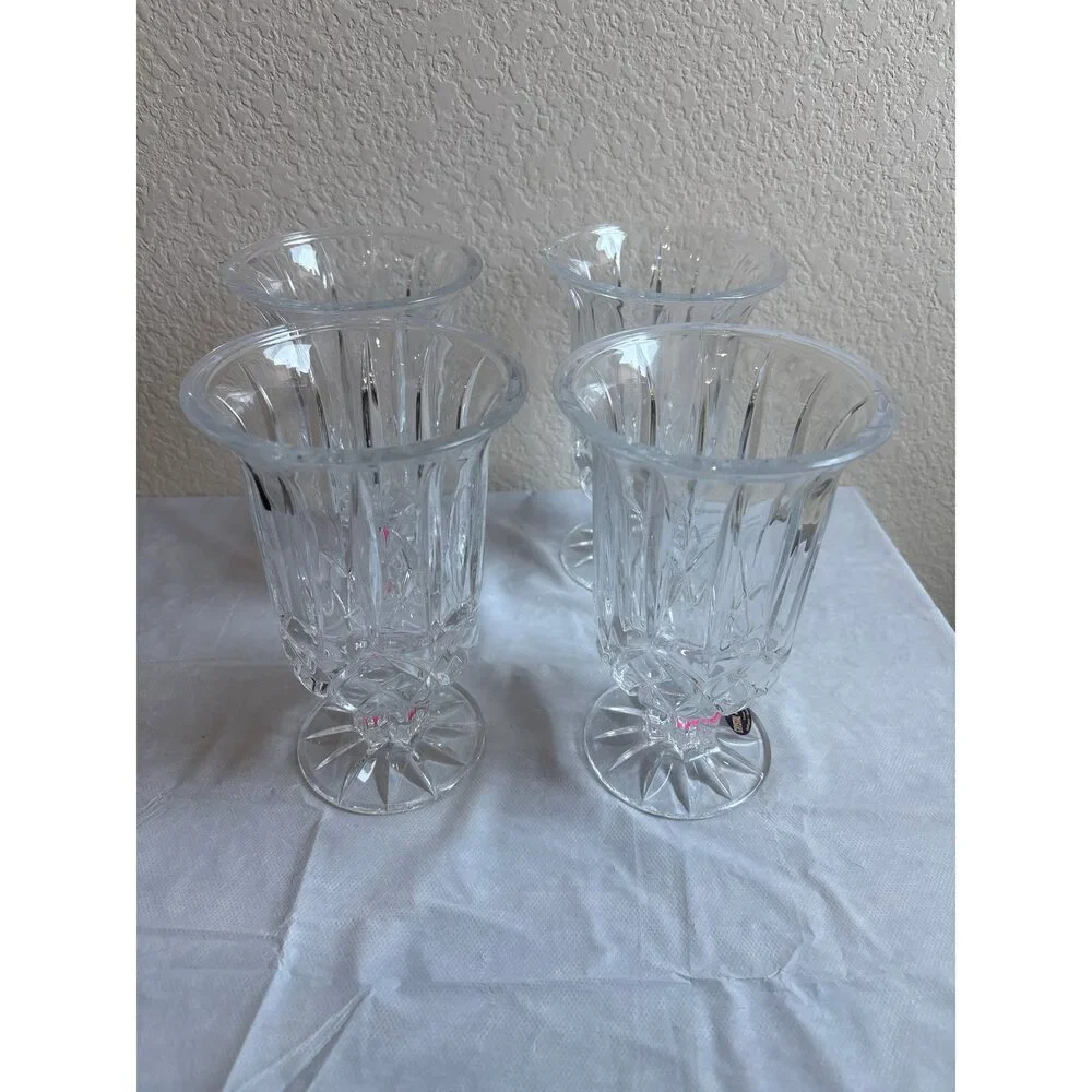ST George Crystal Pedestal Vase Glasses (4 Count) 7